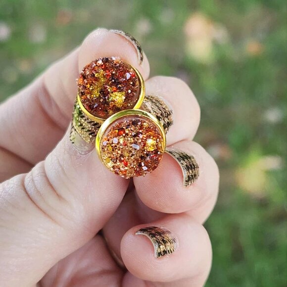 ✨ Handmade Resin Druzy Earrings – Autumn Sparkle ✨ - Picture 9 of 9